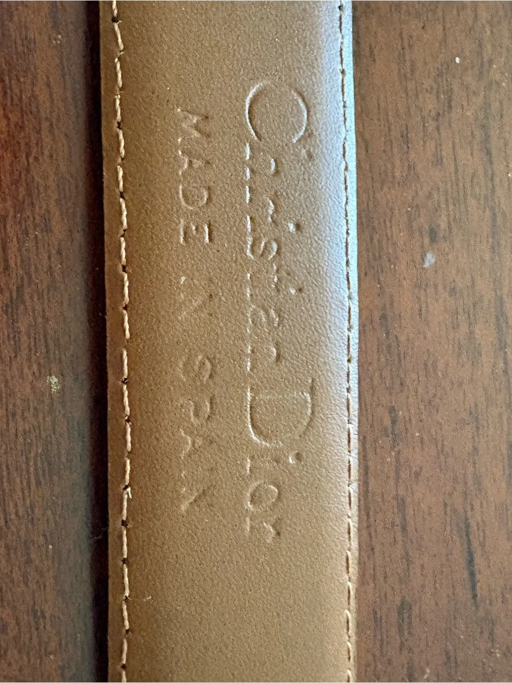 Vtg Christian Dior black leather belt brass CD logo designer belt size 36, Spain